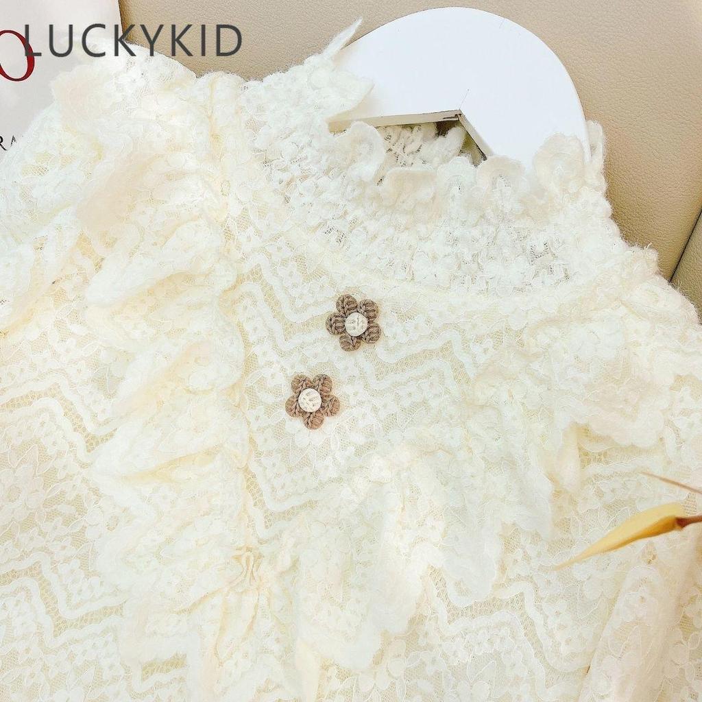 Утепленная рубашка для девочек-подростков, осенне-зимняя новая детская одежда, белый кружевной топ, теплый пуловер принцессы в Корейском стиле