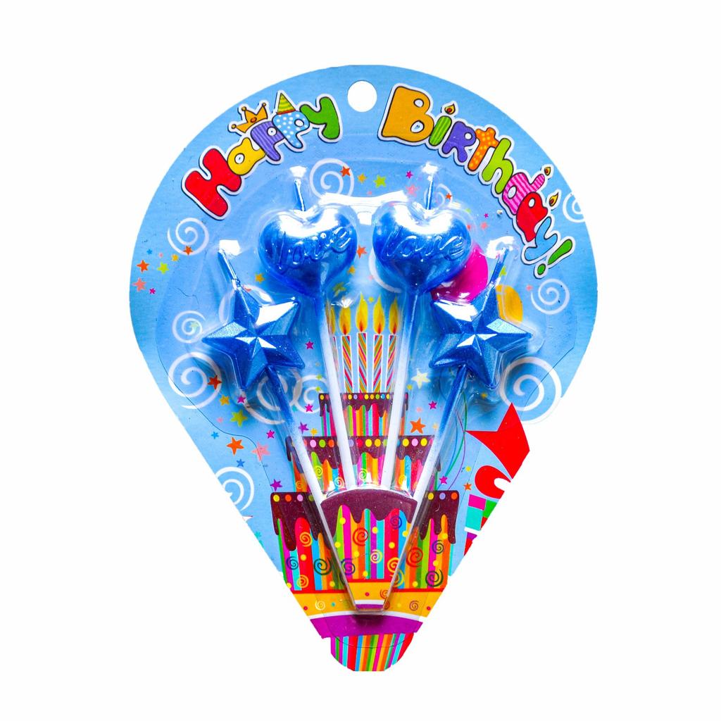 Diamond Love Heart Five-pointed Star Birthday Candle Plated Gold Star Heart Shaped Romantic Baking Cake Decoration Plugin