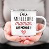 Лучшая мама в мире Французский принт Эмалированная кружка Креативная кофейная чашка Напитки Вода Молочная кружка Эмалированная кружка Домашняя посуда Подарок для мамы