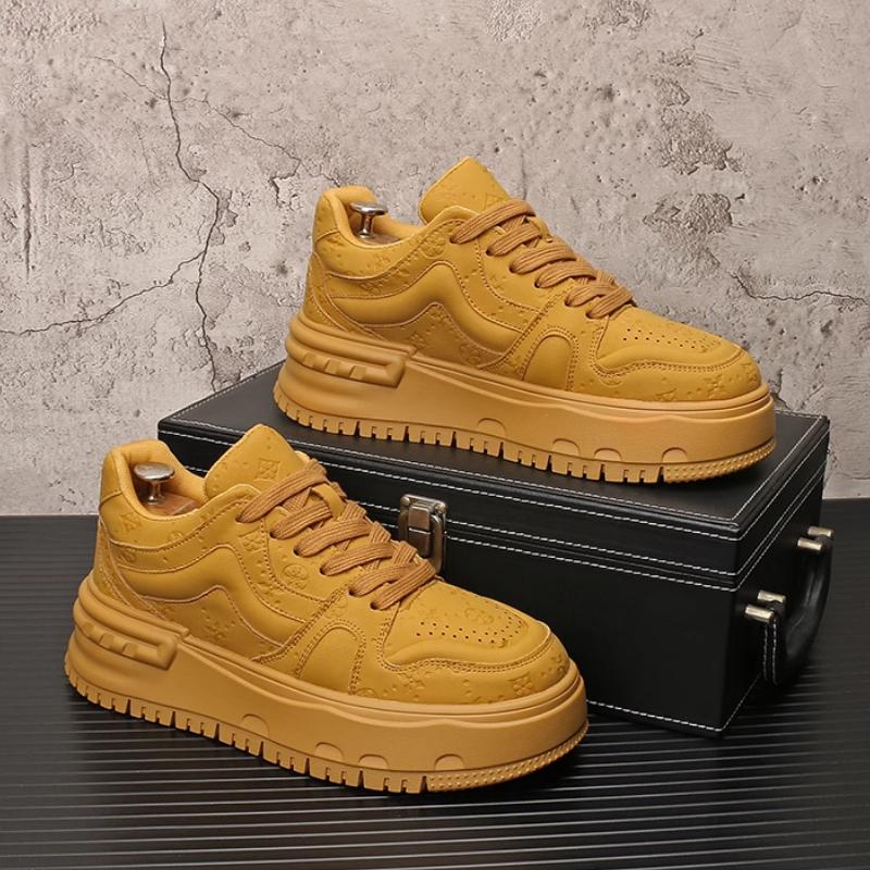 Мода 2025 новые спортивные белые туфли с принтом, повседневная обувь на толстой подошве, кроссовки, увеличивающие рост, мужские модные туфли zapatos sapat b13