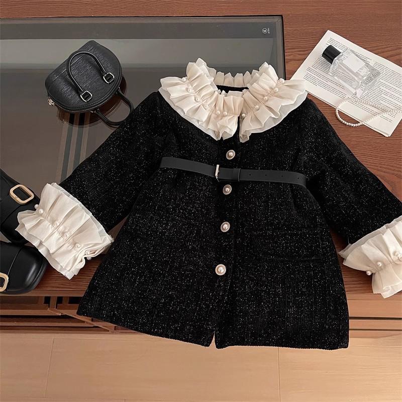 Girls Casual Dresses Girl Autumn Winter Long Sleeved Baby Princess Childrens Clothing Button Fashion Simple