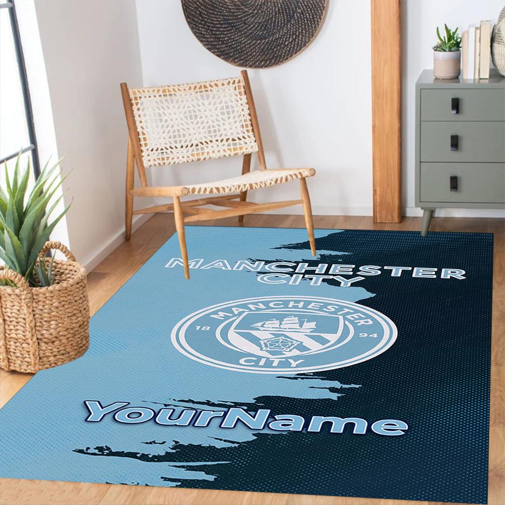 Manchester City Personalized Text Carpet Perfect for Study room Playrooms Decorate room Dormitory Anti-slip Rug Anime Office Decor Wedding Party Gift