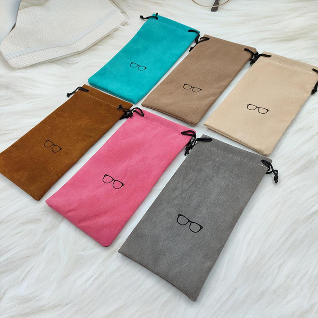 10 шт. Мягкий мешочек для солнцезащитных очков на шнурке, из флокированной ткани, пыленепроницаемый, карман, сумка для переноски очков, портативный контейнер для очков
