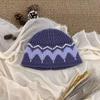 New knitted hat women's jacquard contrasting colors autumn and winter casual warm ear protection wool hat high sense versatile