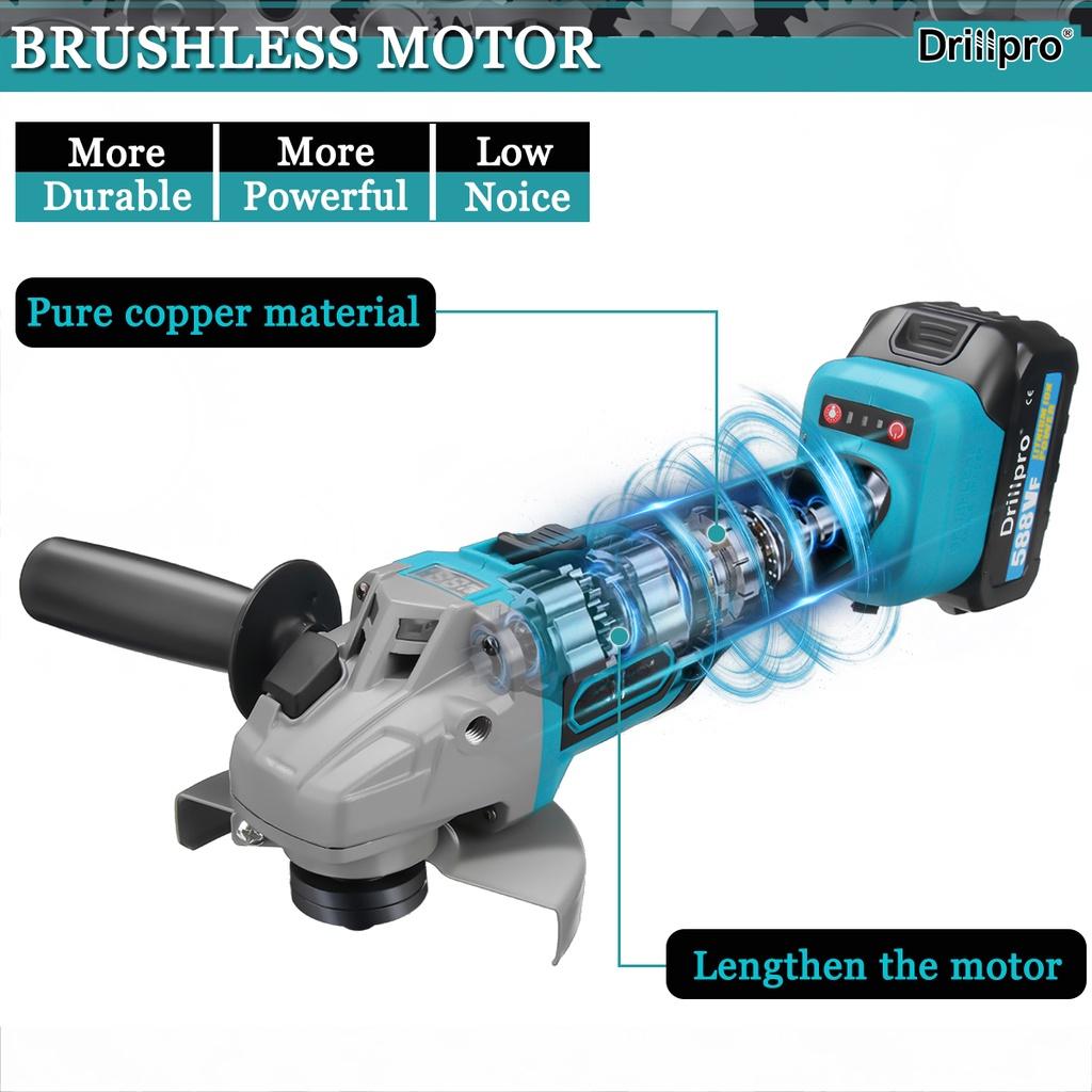 125MM 588VF Brushless Electric Angle Grinder Digital Display Cutting Machine Power Tools + Lithium-Ion Battery For 18V Battery New