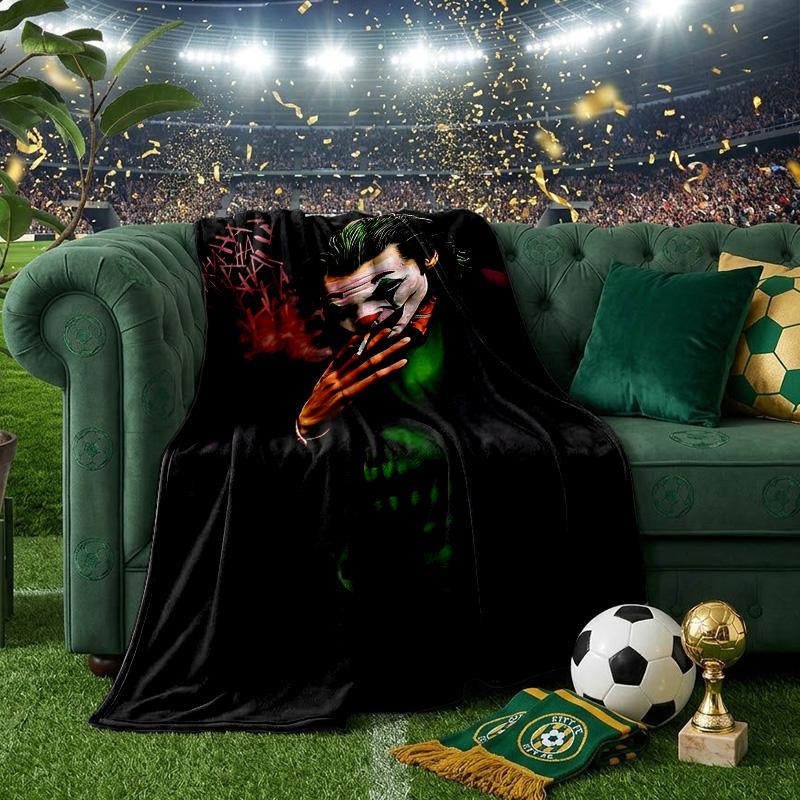 Jo-ker In Green Suit Throws Blanket Flannel Blankets Plush for Couch Bed Gifts for Men Women Travel picnic blanket Christmas fan gifts