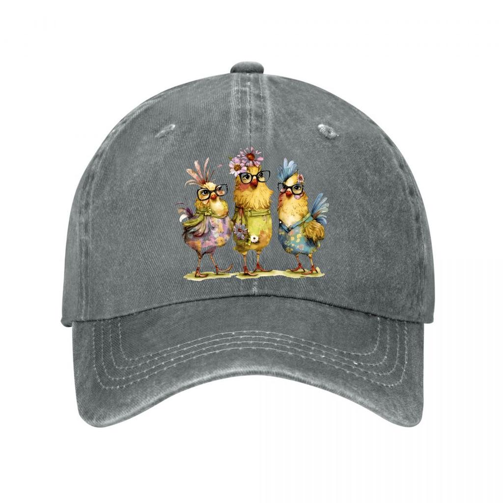 Watercolor Dressed Chicken Home Decor Washed Baseball Cap Outdoor For Womens Unisex FeUnisex