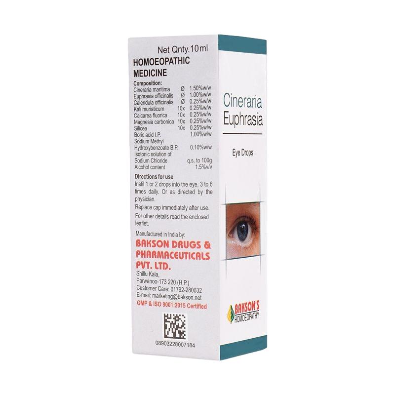 Капли для глаз Цинерария Эуфразия (10 мл), Cineraria Euphrasia Eye Drops,  Bakson