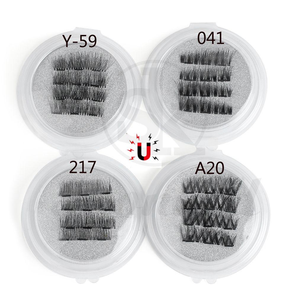 SK SKONHED 4 Pcs Sexy Long Cilia Glue-free Triple Magnet Extension Tools False Eyelashes Cross Wispy