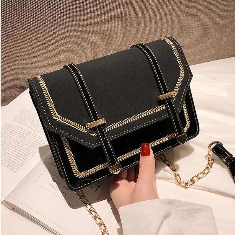 WTEMPO Brand Westernized High-end Women's Backpack Frosted Chain Square Bag Versatile Patent Leather One-shoulder Messenger Bags