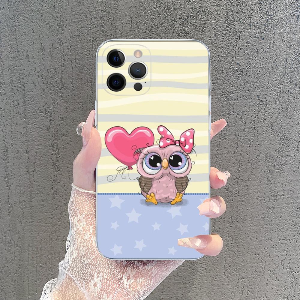 Мультяшный Милый Сова Любовники Чехол для Телефона Для iPhone 15 14 13 12 Mini 11 Pro XS Max X XR SE 6 7 8 Plus Мягкий Силиконовый Чехол