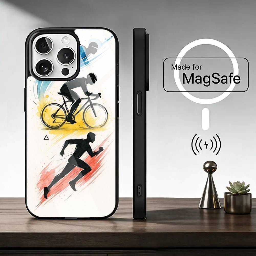 Triathlon Swim Bike Run Tri Life  Phone Case For iPhone17,16,15,14,13,12,11 Plus,Pro Magnetic with Magsafe Wireless Charging