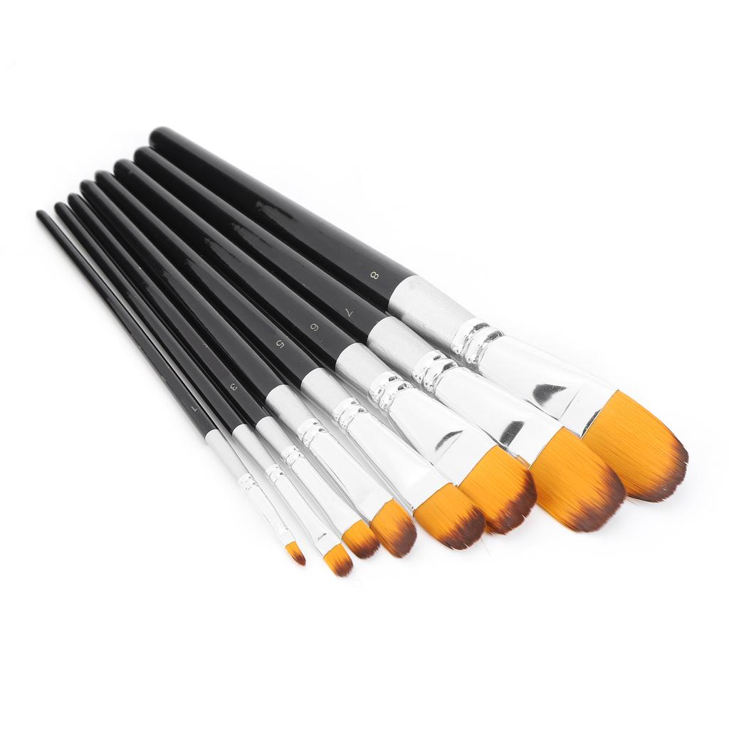 8Pcs Artist Paint Brush Set Nylon Hair Brushes for Oil Acrylic Watercolor Painting