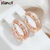 Kinel Hollow Rose Gold Hoop Earrings For Women Shiny Natural Zircon Party Jewelry