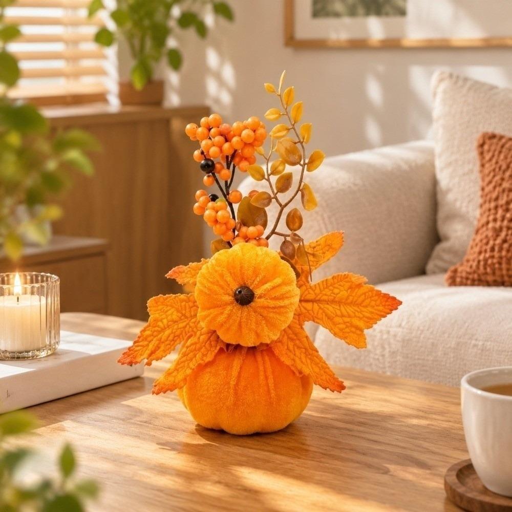 DIY Artificial Pumpkin Flower Bonsai Style Autumn Harvest Decoration  Office Desktop