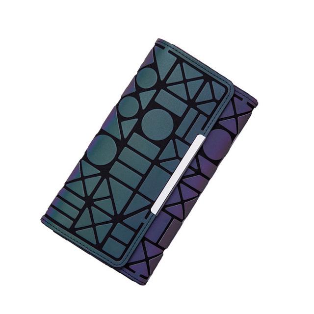 Brand Wallet Women's Clutch Luminous Long Wallet Geometry Lattice Female Card Holder Coin Purse CLE