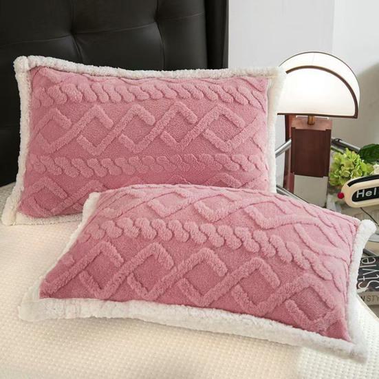 Plush Pillow Cover Winter Warm Pillow Cover Double-Sided Fuzzy Pillowcase Pillow Protector for Bedroom Dormitory Decoration