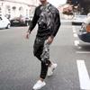 Мужской Комплект 3D Принт Животных С Длинным Рукавом Спортивный Костюм Футболка+Брюки Комплект из 2 предметов Круглый Вырез Толстовка Спортивные Штаны Костюм из 2 частей