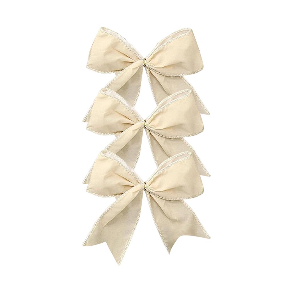 3pcs Christmas Bow Decorations, Fabric Christmas Tree Wreaths, Decorative Bow Decorations, Hanging Ornaments