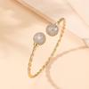 9ct Gold Bangle Ball Open Torque Bangle for Women with Cubic Zirconia