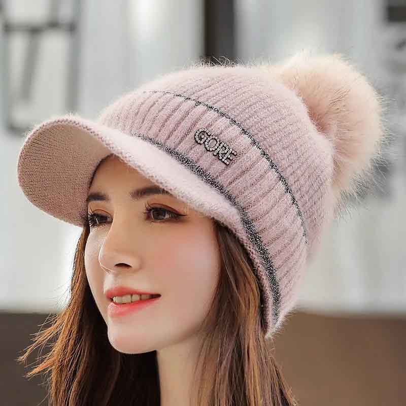 Женские осенние и зимние шапки плюс бархатная теплая шерстяная кепка