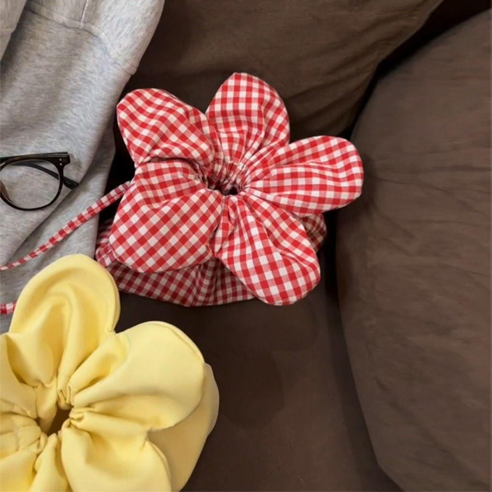 Сумка-тоут в корейском стиле с цветочным принтом, на плечо, повседневная клетчатая сумка на шнурке, студенческая