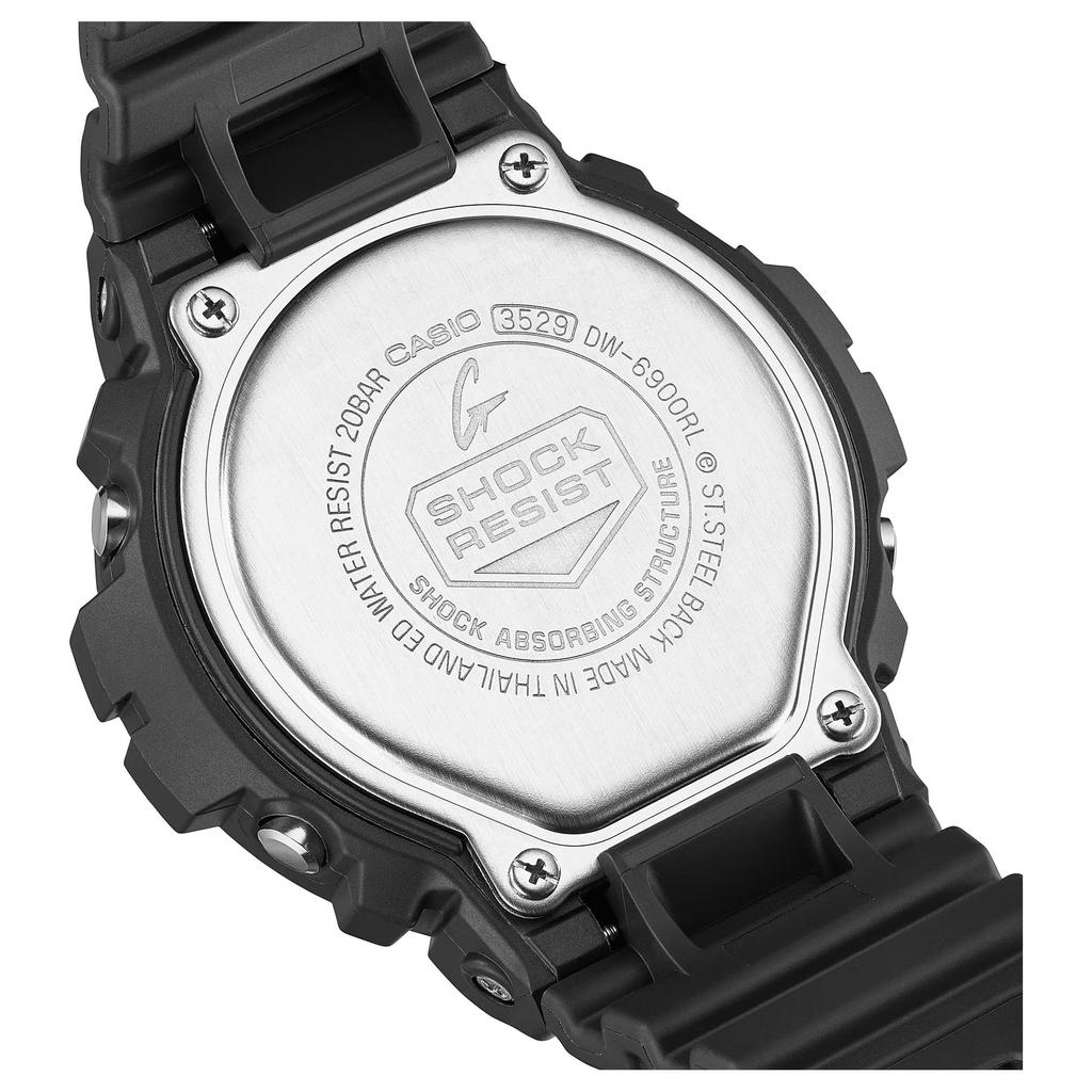 Casio Digital Series Three-Eye Waterproof 200 M Quartz Movement Resin Strap Watch Unisex Watches Gray DW-6900RL-1PR