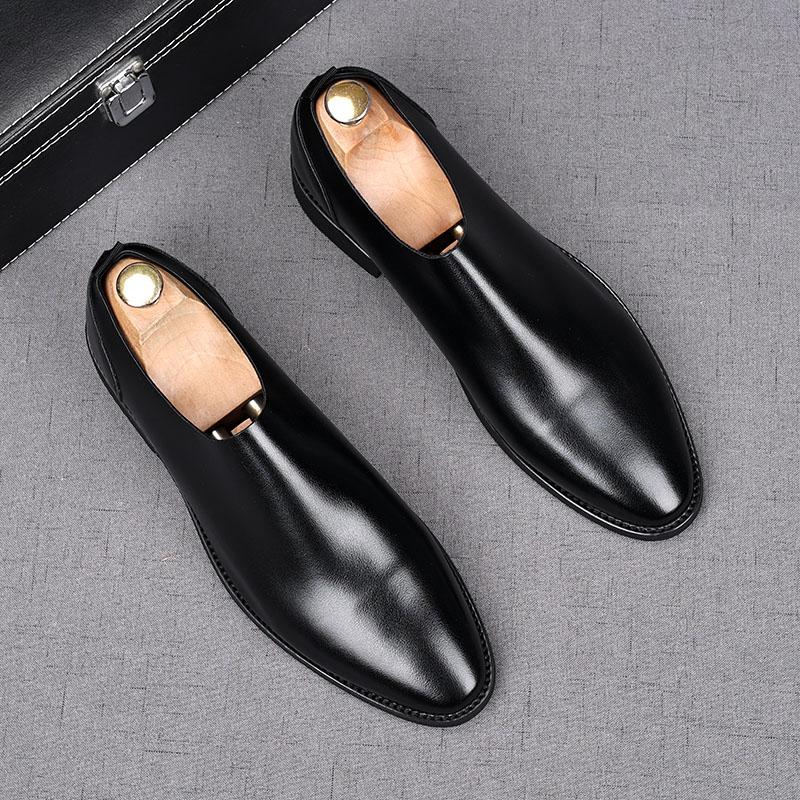 Fashion New Fashion Men's Dress Leather Shoes Male Luxury Designer Black Glossy Loafers Wdding Prom Homecoming Footwear Zapatos Hombre