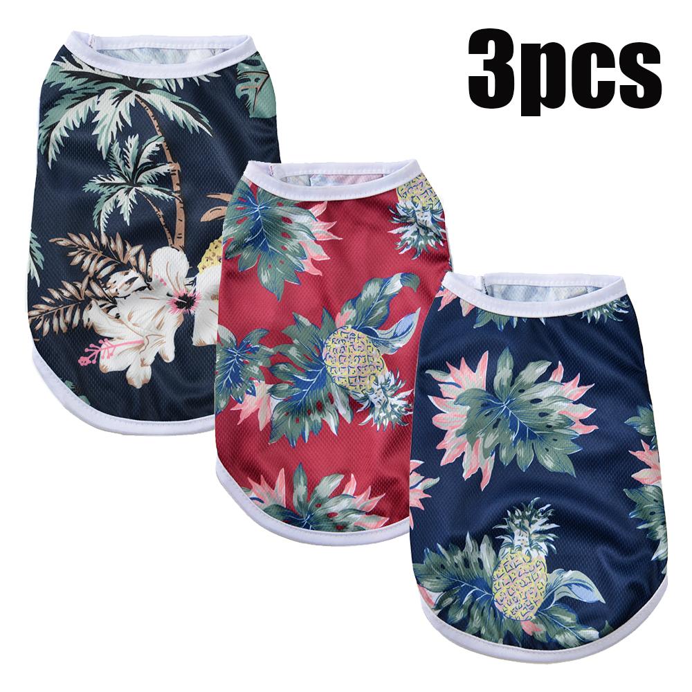 3pcs Cat Cooling Vest Breathable Mesh Hawaiian Pet Clothes Shirts For Small Cats Dog Lightweight Kittens Outfits Ropa Para Gatos