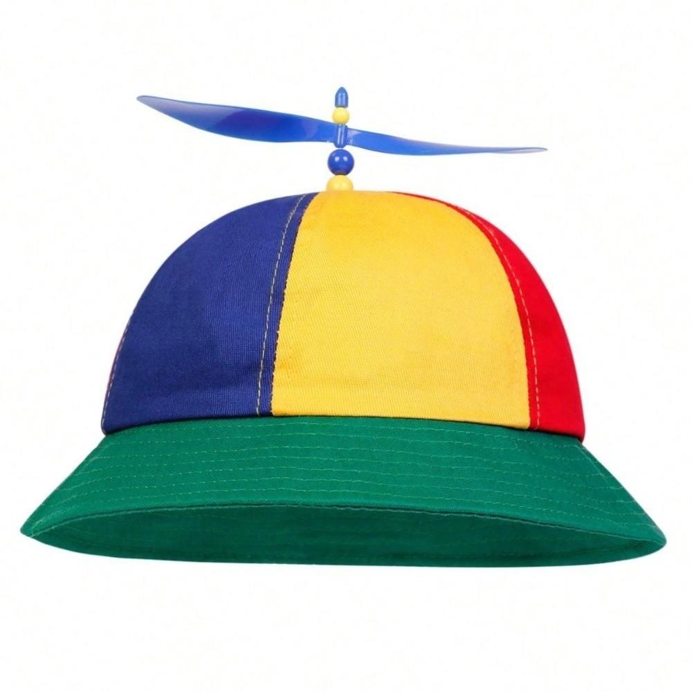 Detachable Propeller Baseball Cap Cotton Adjustable Bamboo Dragonfly Cap Rainbow Design Color-block