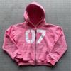 European & American Trendy Hooded Cardigan: Street Hip Hop Style Sweatshirt with Digital 07 Print