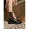 Whole Cowhide~ Loafers Genuine Leather Retro Gold Buckle Thick Sole Thick Heel Loafers Small Leather Shoes Women
