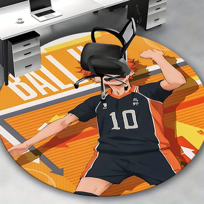 1 шт. Ковер Haikyuu Karasuno Хината Сёё №10 Круглый - Коврик под офисное кресло, Нескользящий коврик для декора дома, Подарок, Подходит для офиса, гостиной