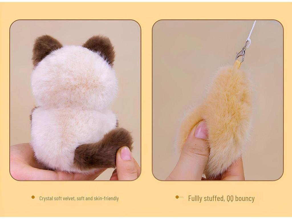 Adorable Cat Plush Keychain Pendant: Black, Calico, Siamese Varieties