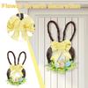 Easter Bunny Shape Wreath Natural Rattan Berry Egg Garland Entrance Door Wreath Decoration Hanging Background Bunny Ears Wreath