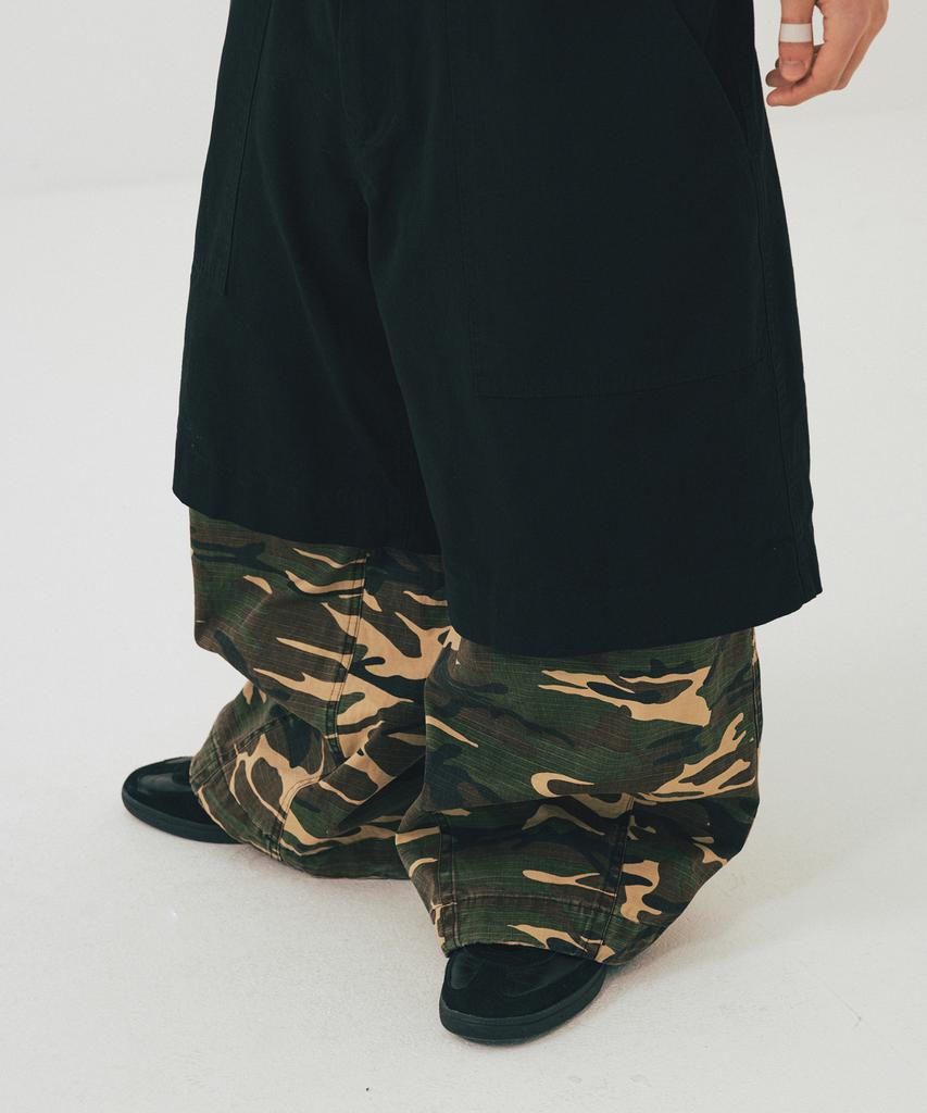 ANGLAN Double Waist Layered Pants - Camo