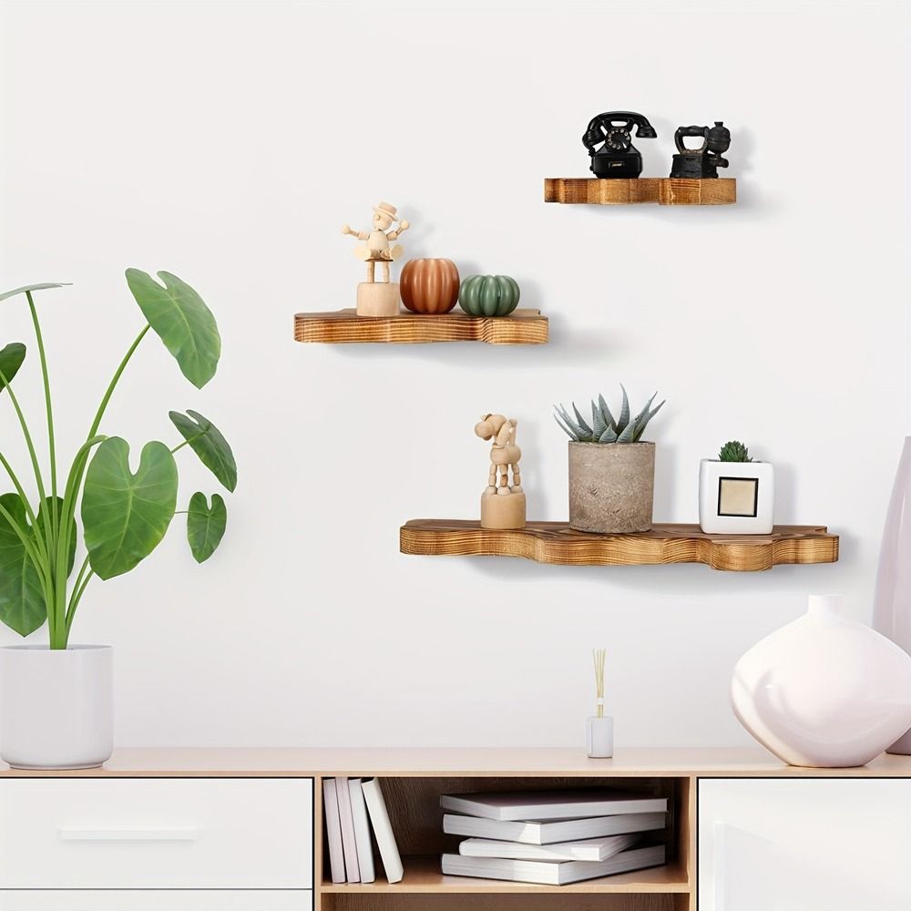 Wall Mounted Multi-Layer Floating Shelf Wooden Picture Display Rack Vintage Wall Shelf Dorm