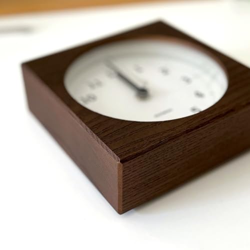 KATOMOKU Двусторонние часы 4, Коричневые, km-95BRRC, Радиоуправляемые часы, Настенные или настольные, С непрерывным ходом секундной стрелки, 14 см