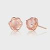 Badu Rose Gold Cat's Eye Flower Earrings with Pink Crystal for Women