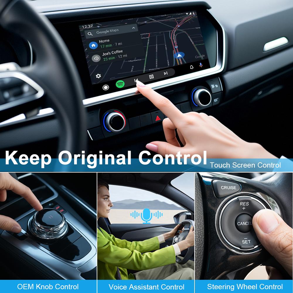 Мини-бокс 3-в-1 проводной в беспроводной Android14 Carplay&Android Auto для Youtube Netflix Универсальный адаптер USB-донгл ТВ-бокс Plug&Play