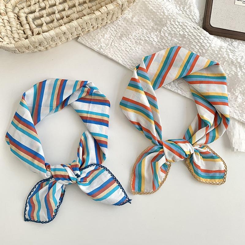 Платок летний женский пасторальное искусство мелкий цветочный универсальный декоративный маленький шарф шелковый платок квадратный платок высококачественные аксессуары для волос головной убор