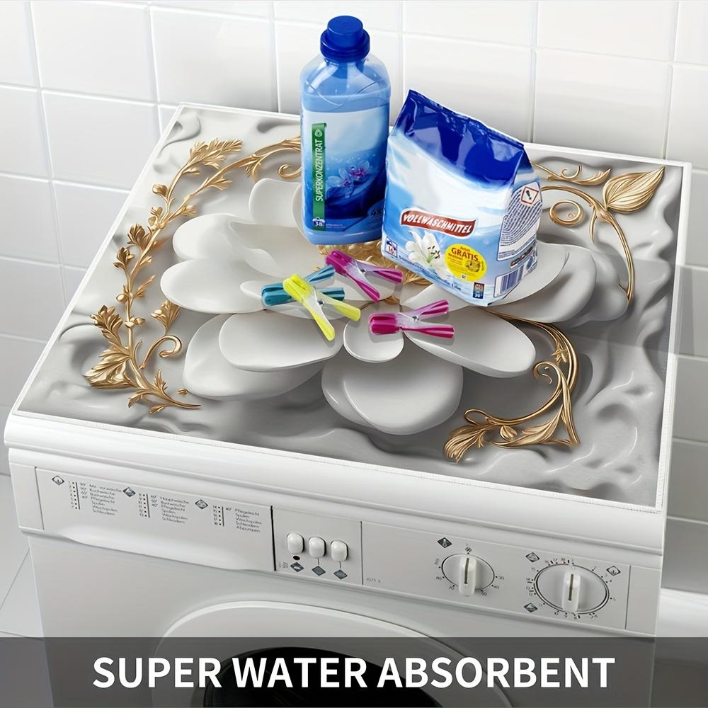 Впитывающий коврик для защиты от пыли с цветочным принтом для стиральной машины, 50,04x59,94 см, современный верхний чехол для стиральной машины и сушилки, неэлектрический, для прачечной и кухни