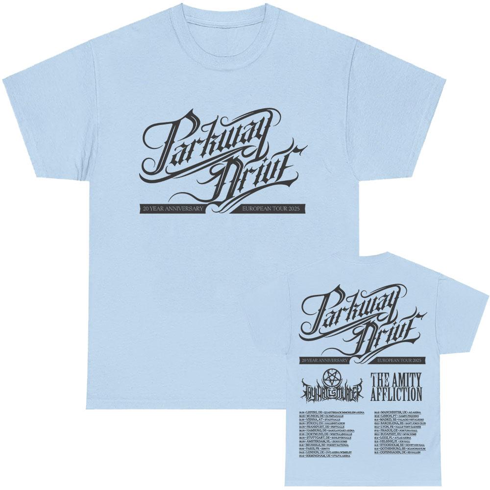 Parkway Drive 20-летний юбилейный европейский тур 2025 Футболка Хлопок Короткий рукав Мода Мужские футболки Унисекс Уличная одежда Принт Футболка