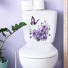 Фиолетовые растения Цветы Бабочки Наклейки на туалет Ванная комната Наклейки на стену в ванной Самоклеящиеся