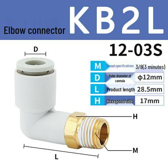SMC Pneumatic Quick Connect 90-Degree Elbow with Outer Thread KB2L Series