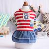 Summer Pet Dog Cute Clothes Costume Stripe Dress Tutu Puppy Denim Skirt Cute Dog Apparel Dog Clothing Spring Autumn Wear