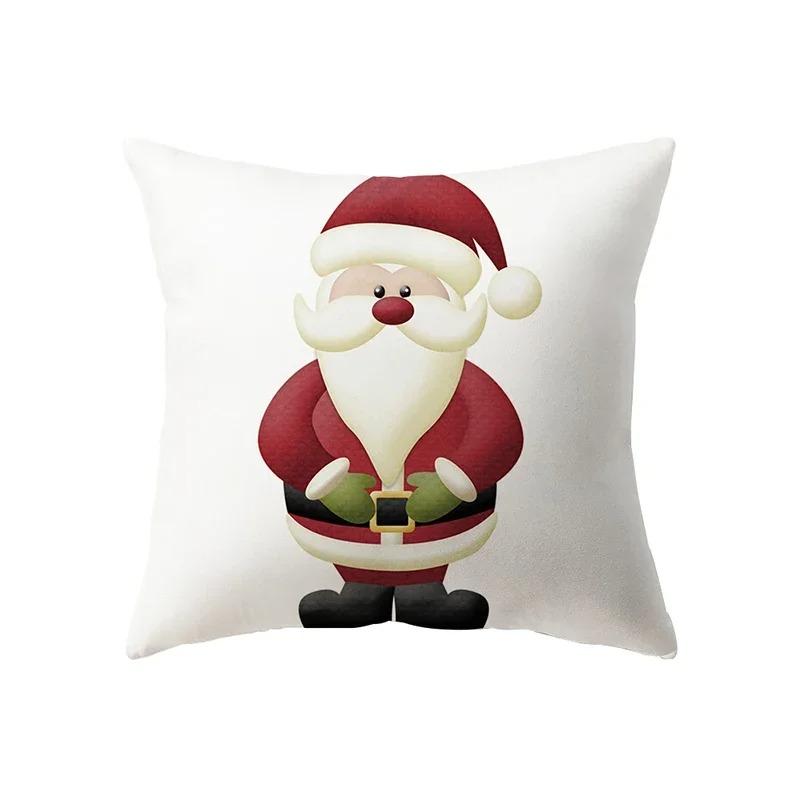 Cute Santa Claus Merry Christmas Printed Pattern Cushion Cover Home Living Room Sofa Decoration Polyester Pillow