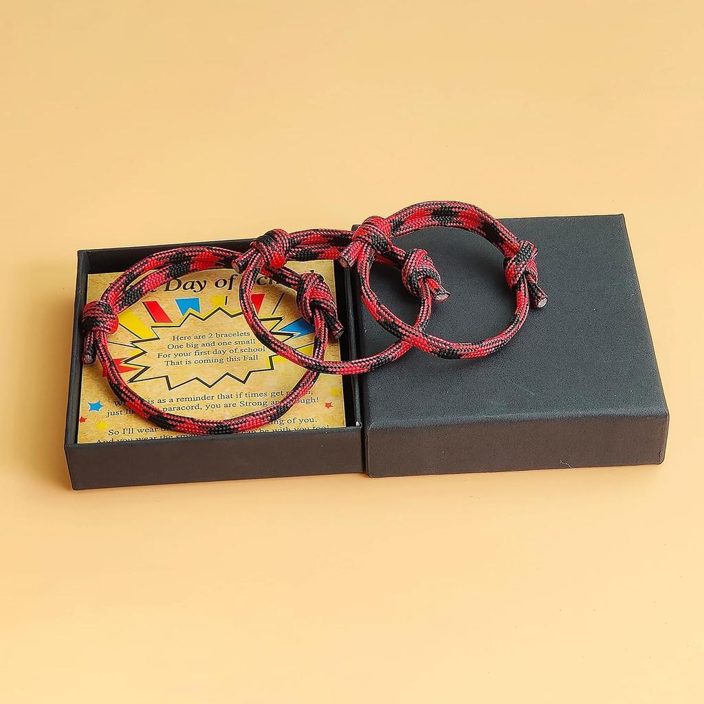 Браслет "Первый день в школе", Парные браслеты для мамы и ребенка (сына/дочери) из паракорда, Браслеты "Снова в школу", Подарок-пожелание для мамы, сыновей, папы, дочерей, Украшения
