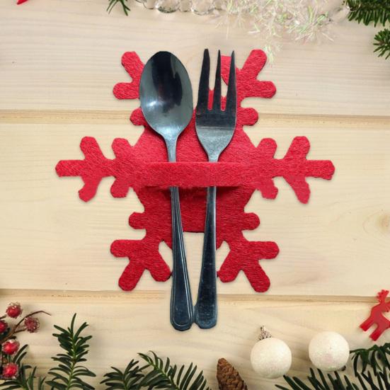 4 шт. Рождественская сумка для столовых приборов в виде снежинки, складная, тонкая работа, создает атмосферу, долговечный праздничный держатель для столовых приборов