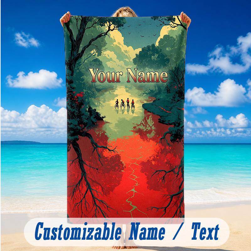 Beach Towel Custom Name Text, Quick Dry Large Towel For Beach HomeStranger Things